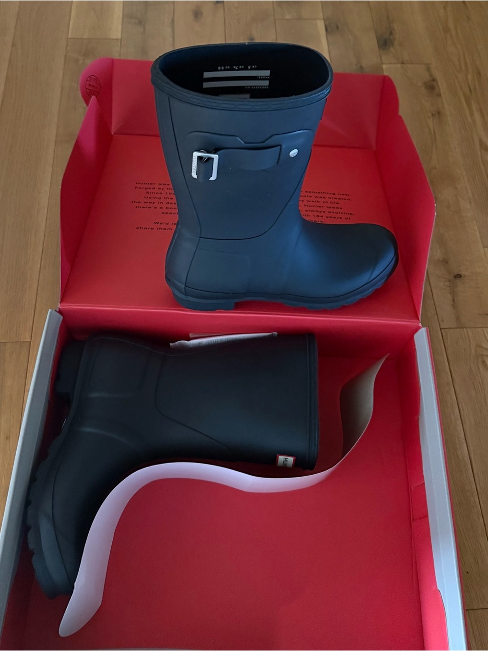Hunter Black Short Rain Boots with Silver Buckle